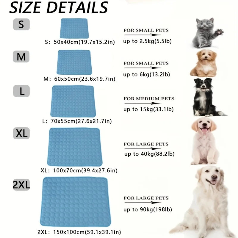 Cooling Dog Mat, Cool Pet Bed, Extra Large, for Small and Large Dogs, Pet Accessories, Cat Durable Blanket Sofa Cat Ice Pad Blanket