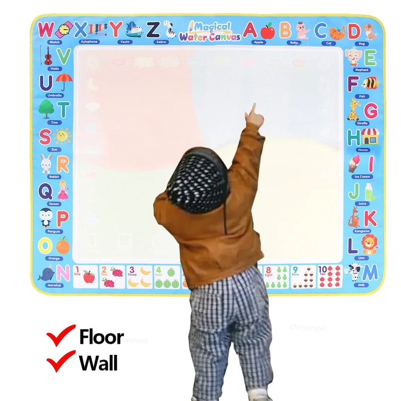 Magic Water Drawing Mat 100x80cm with Reusable Magic Pens, Montessori Painting Board, Educational Toys, Gifts for Kids 39x31in