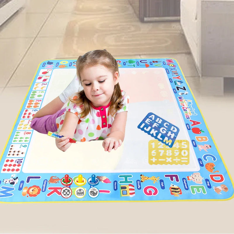 Magic Water Drawing Mat 100x80cm with Reusable Magic Pens, Montessori Painting Board, Educational Toys, Gifts for Kids 39x31in