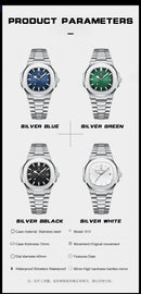 POEDAGAR Relógio de pulso masculino de quartzo de marca de luxo, aço inoxidável, à prova d'água, luminoso, data, relógio masculino quadrado, relógios de negócios para homens