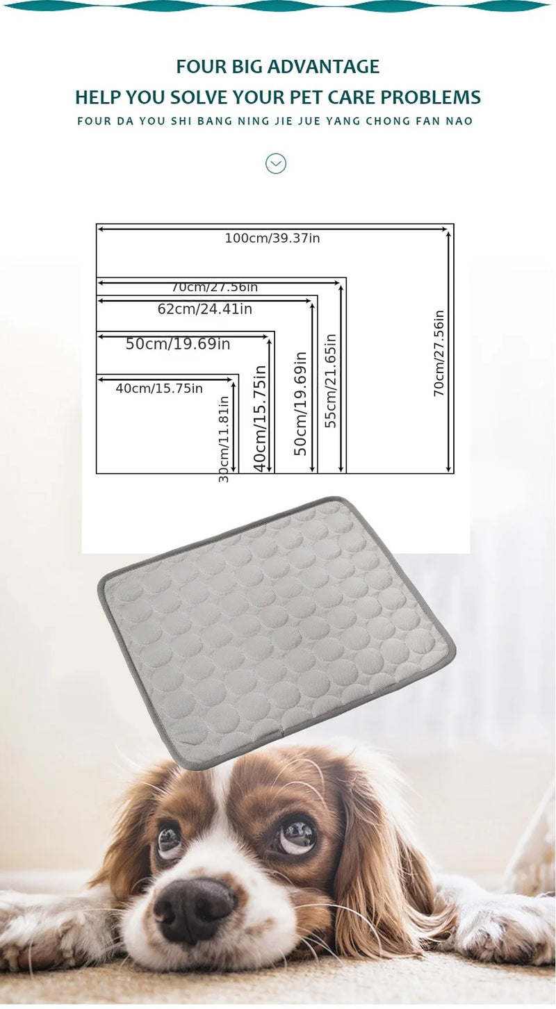 Cooling Dog Mat, Cool Pet Bed, Extra Large, for Small and Large Dogs, Pet Accessories, Cat Durable Blanket Sofa Cat Ice Pad Blanket