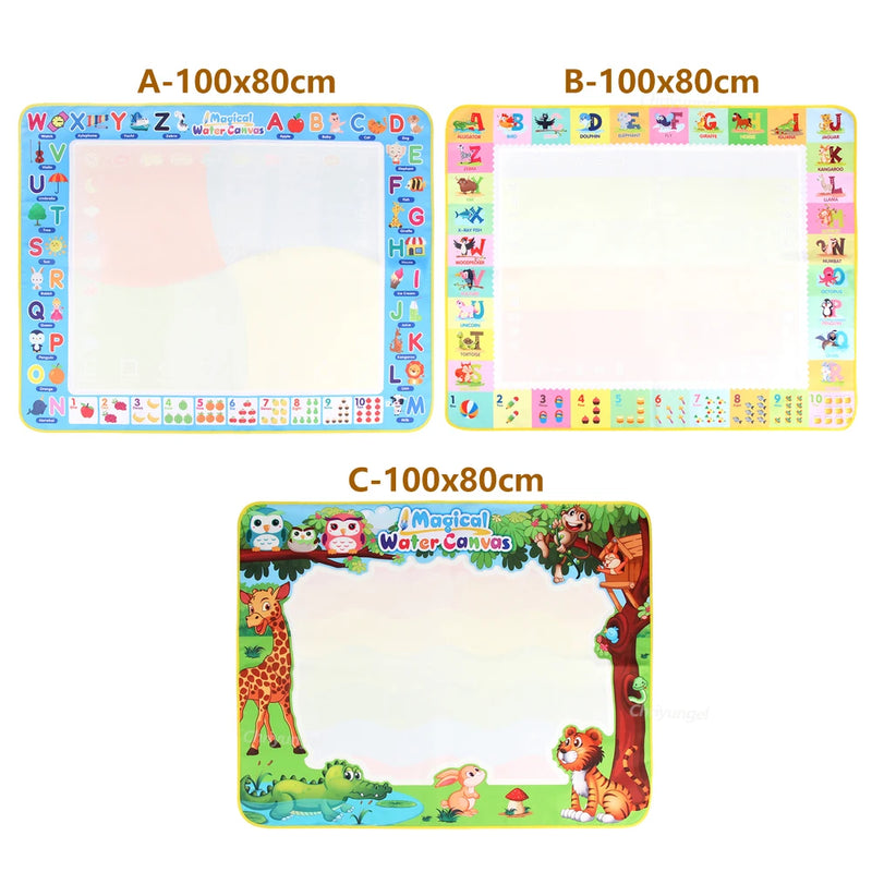 Magic Water Drawing Mat 100x80cm with Reusable Magic Pens, Montessori Painting Board, Educational Toys, Gifts for Kids 39x31in