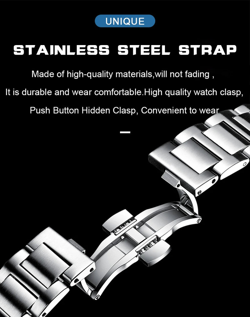 POEDAGAR Luxury Brand Men Quartz Wristwatch Stainless Steel Waterproof Luminous Date Square Male Watch Business Watches for Men